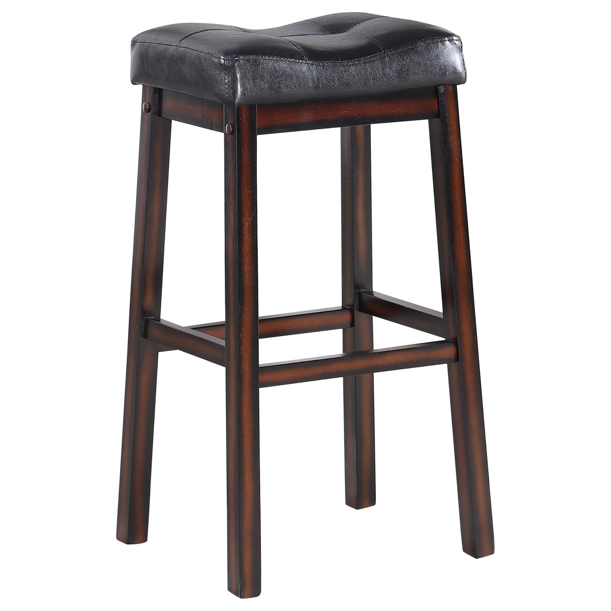 Black And Cappuccino Upholestered Bar Stool Set Of 2 Solid Black Brown Dining Room Spot Clean Rectangular Transitional Bar Stools Rubberwood Foam Faux Leather