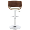 Ecru And Chrome Adjustable Bar Stool Solid Ivory Brown Dining Room Spot Clean Mid Century Modern Bar Stools Open Back Foam Wood