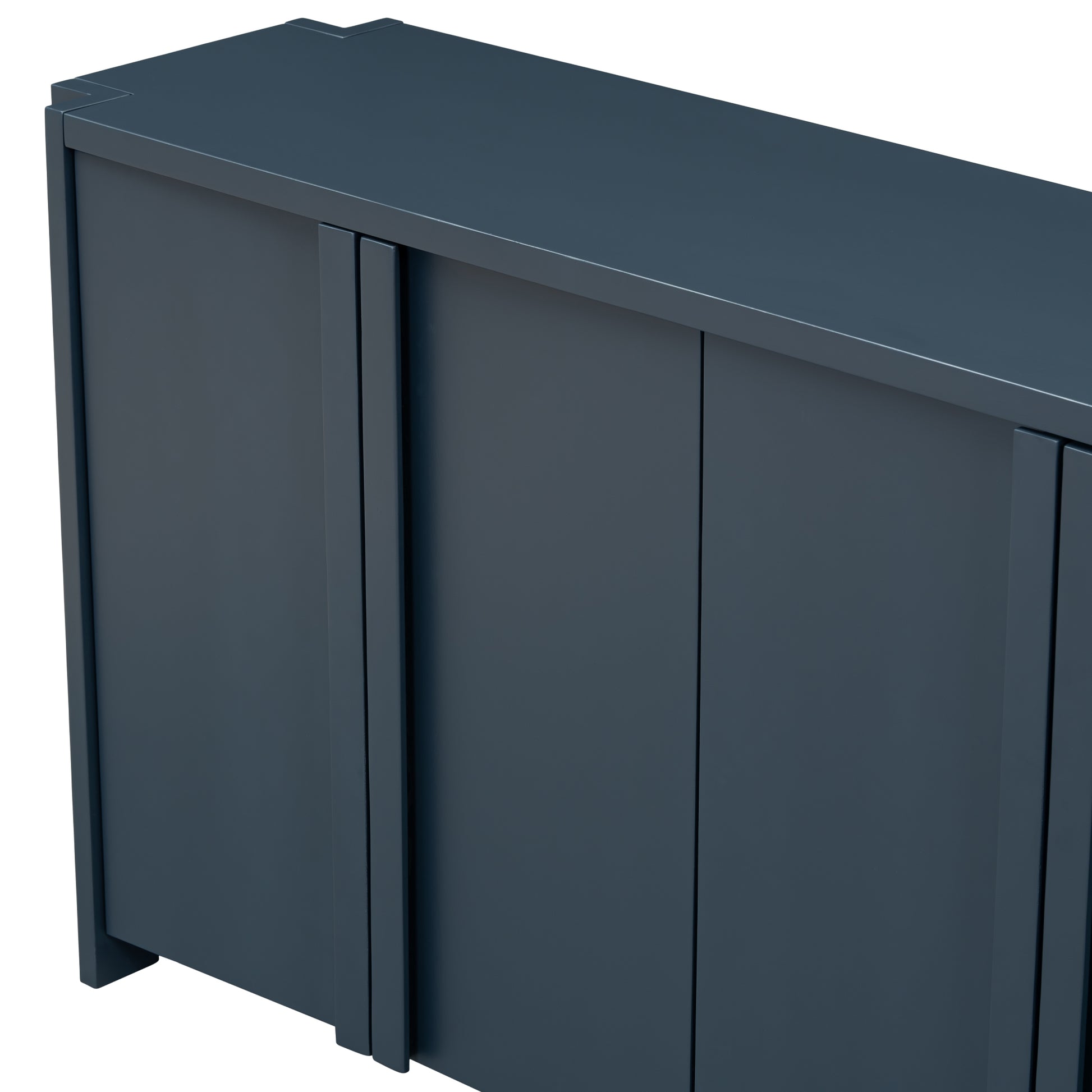 Designed Storage Cabinet Sideboard With 4 Doorsadjustable Shelves, Suitable For Living Rooms, Entrance And Study Rooms. Navy Blue Mdf Acacia