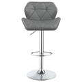 Chrome And Grey Adjustable Bar Stool Set Of 2 Solid Grey Dining Room Spot Clean Contemporary,Modern Bar Stools Tufted Back Foam Upholstered