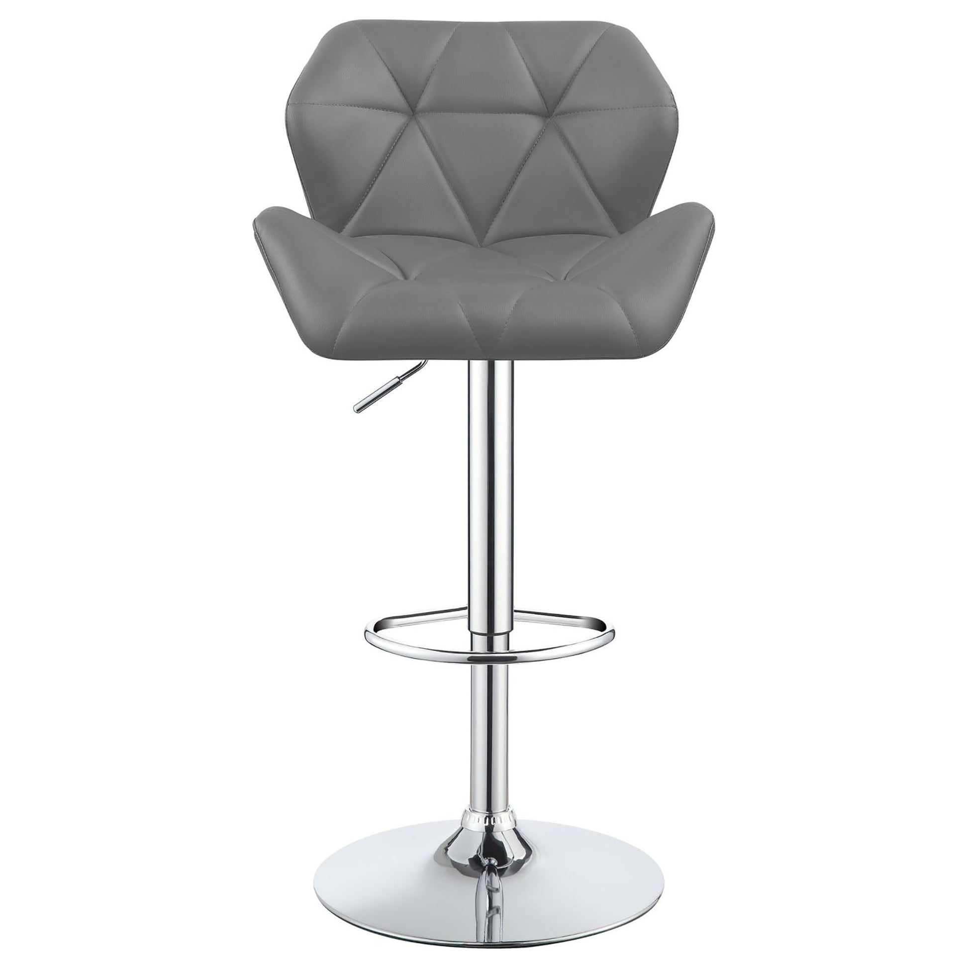 Chrome And Grey Adjustable Bar Stool Set Of 2 Solid Grey Dining Room Spot Clean Contemporary,Modern Bar Stools Tufted Back Foam Upholstered