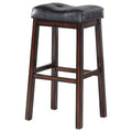 Black And Cappuccino Upholestered Bar Stool Set Of 2 Solid Black Brown Dining Room Spot Clean Rectangular Transitional Bar Stools Rubberwood Foam Faux Leather