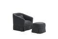 Swivel Barrel Chair With Ottoman, Swivel Accent Chairs Armchair For Living Room, Reading Chairs For Bedroom Comfy, Round Barrel Chairs With Black Metal Base Black Black Primary Living Space Modern Linen