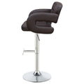 Brown And Chrome Adjustable Bar Stool Solid Brown Dining Room Foam Spot Clean Contemporary,Modern Bar Stools Tufted Back Foam Faux Leather