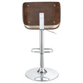 Ecru And Chrome Adjustable Bar Stool Solid Ivory Brown Dining Room Spot Clean Mid Century Modern Bar Stools Solid Back Foam Upholstered