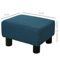 Ottoman Foot Rest, Small Foot Stool With Linen Fabric Upholstery And Plastic Legs, Cube Ottoman For Living Room, Blue Blue Linen