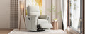 Upholstered Swivel Recliner Manual Rocker Recliner Chair Baby Nursery Chair With Two Removable Pillows For Living Room, Beige Beige Foam Linen