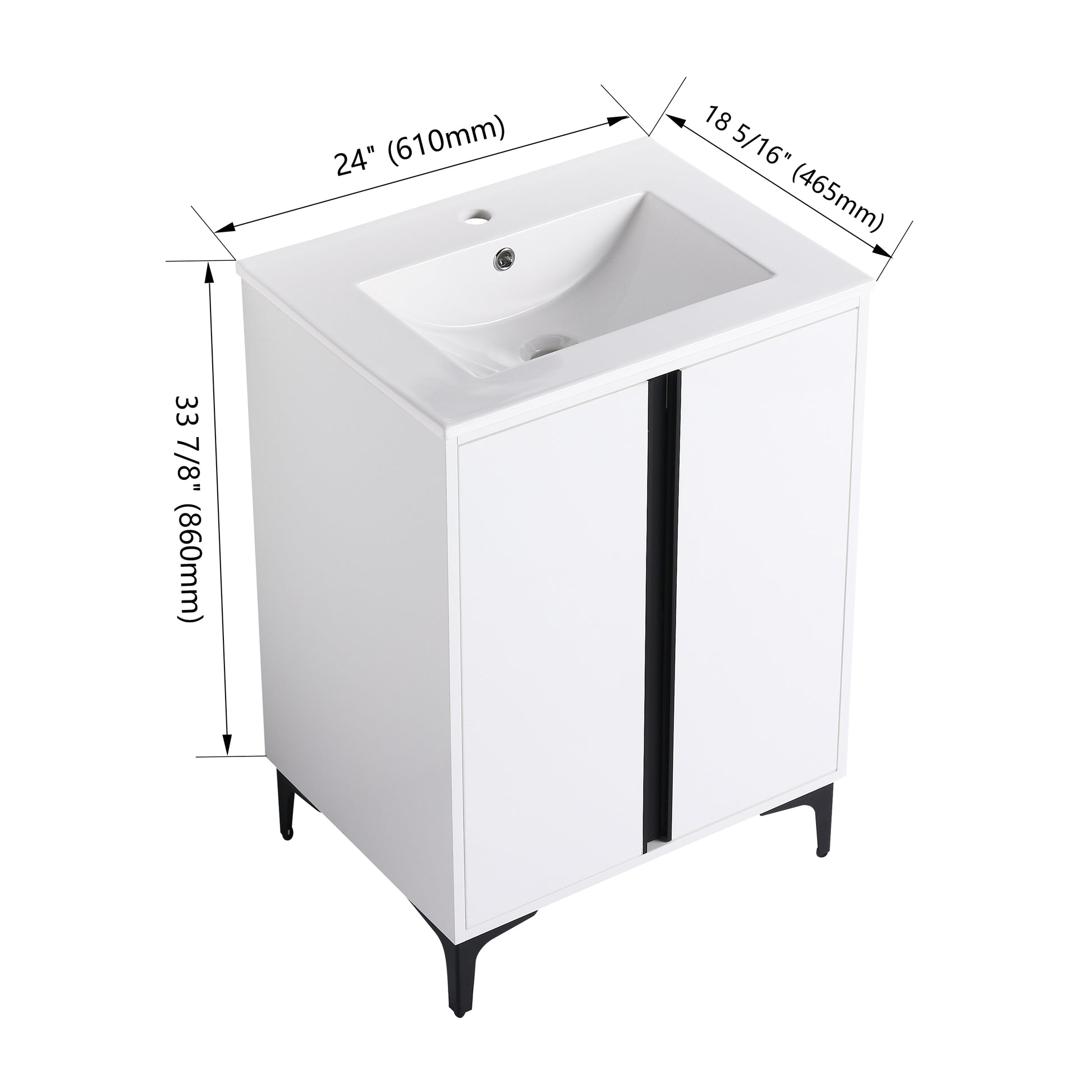 24" Freestanding Bathroom Vanity With Ceramic Sink Bvb06724Wh G Bl9060B White 2 Bathroom Freestanding Modern Plywood