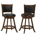 Chestnut And Black Wooden Swivel Stool Set Of 2 Solid Black Brown Brown Dining Room Spot Clean Transitional Bar Stools Rubberwood Solid Back Foam Wood Fabric