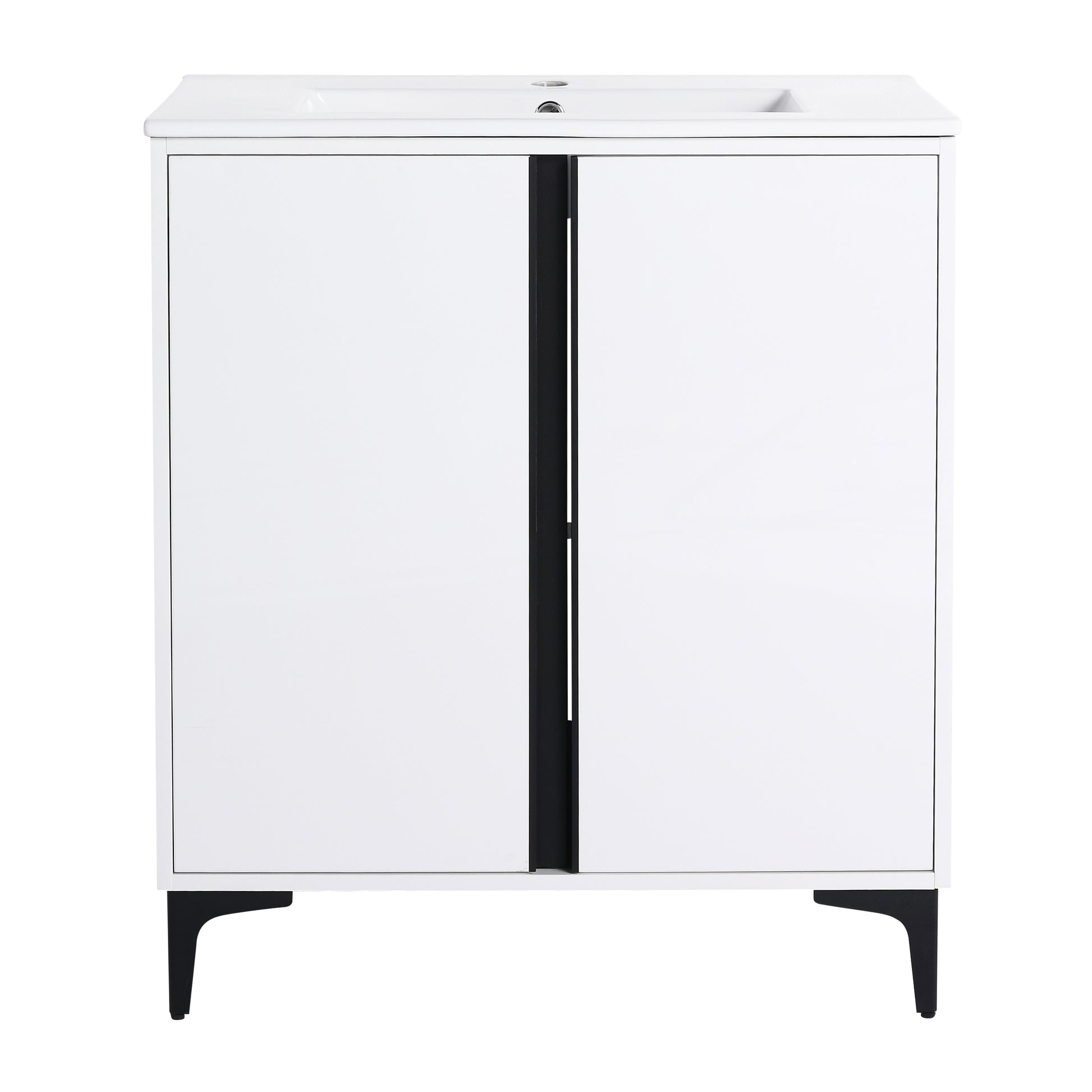 30" Freestanding Bathroom Vanity With Ceramic Sink Bvb06730Wh Bl9075B White 2 Bathroom Freestanding Modern Plywood