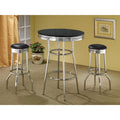 Black And Chrome Bar Height Stool Set Of 2 Solid Black Dining Room Wipe Clean Contemporary,Modern Bar Stools Foam Metal