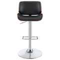 Black And Chrome Adjustable Bar Stool Solid Black Brown Dining Room Spot Clean Mid Century Modern Bar Stools Solid Back Foam Upholstered