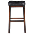 Black And Cappuccino Upholestered Bar Stool Set Of 2 Solid Black Brown Dining Room Spot Clean Rectangular Transitional Bar Stools Rubberwood Foam Faux Leather