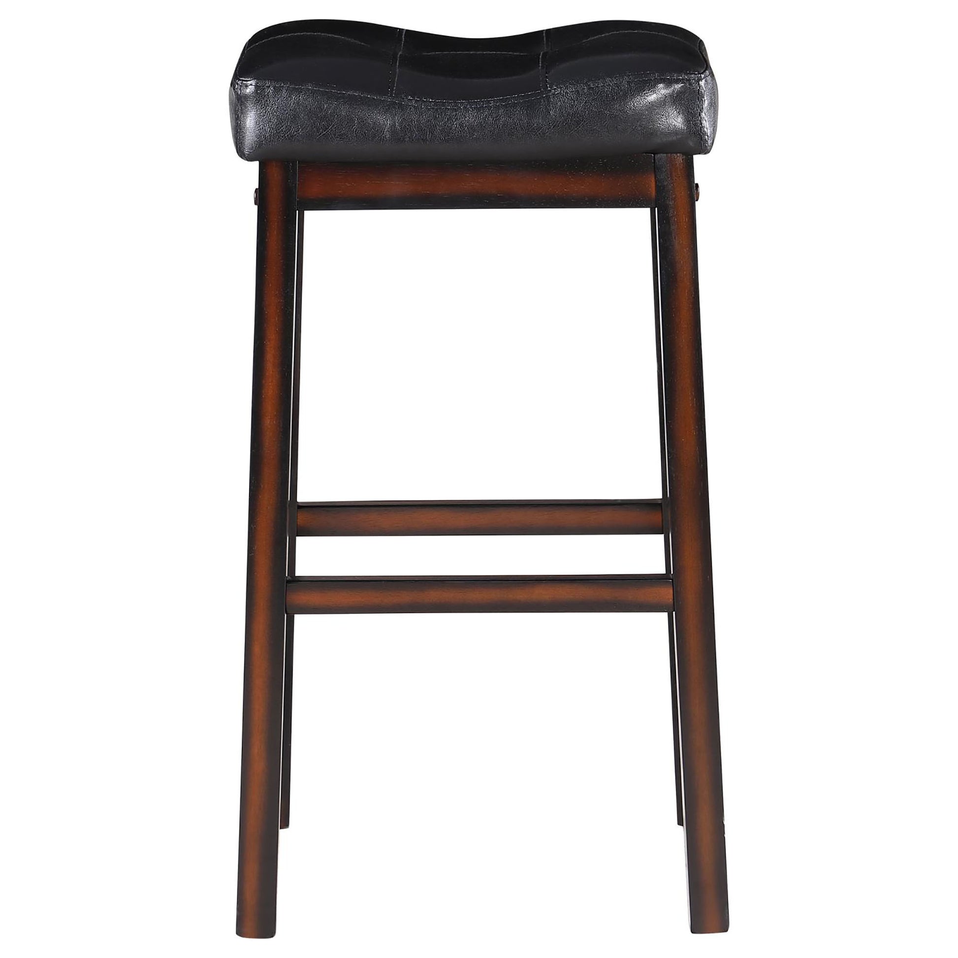 Black And Cappuccino Upholestered Bar Stool Set Of 2 Solid Black Brown Dining Room Spot Clean Rectangular Transitional Bar Stools Rubberwood Foam Faux Leather