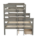 Wood Twin Over Full Bunk Bed With 2 Drawers, Gray Box Spring Not Required Gray Wood Bedroom Bunk Solid Wood Mdf