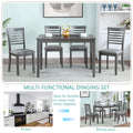 5 Piece Modern Dining Set, Rectangular Wooden Dining Table With 4 Upholstered Chairs For Kitchen, Dining Room, Gray Wood Gray Seats 4 Wood Dining Room Acacia 4 Leg Rectangular Dining Table With Chair Acacia Wood