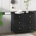 Drawer Dresser,Tall Dresser With 6 Pu Leather Front Drawers, Storage Tower With Fabric Bins, Double Dresser, Chest Of Drawers For Closet, Living Room, Hallway, Children'S Room, Color:Black 5 Or More Drawers Black Primary Living Space Drawers Included