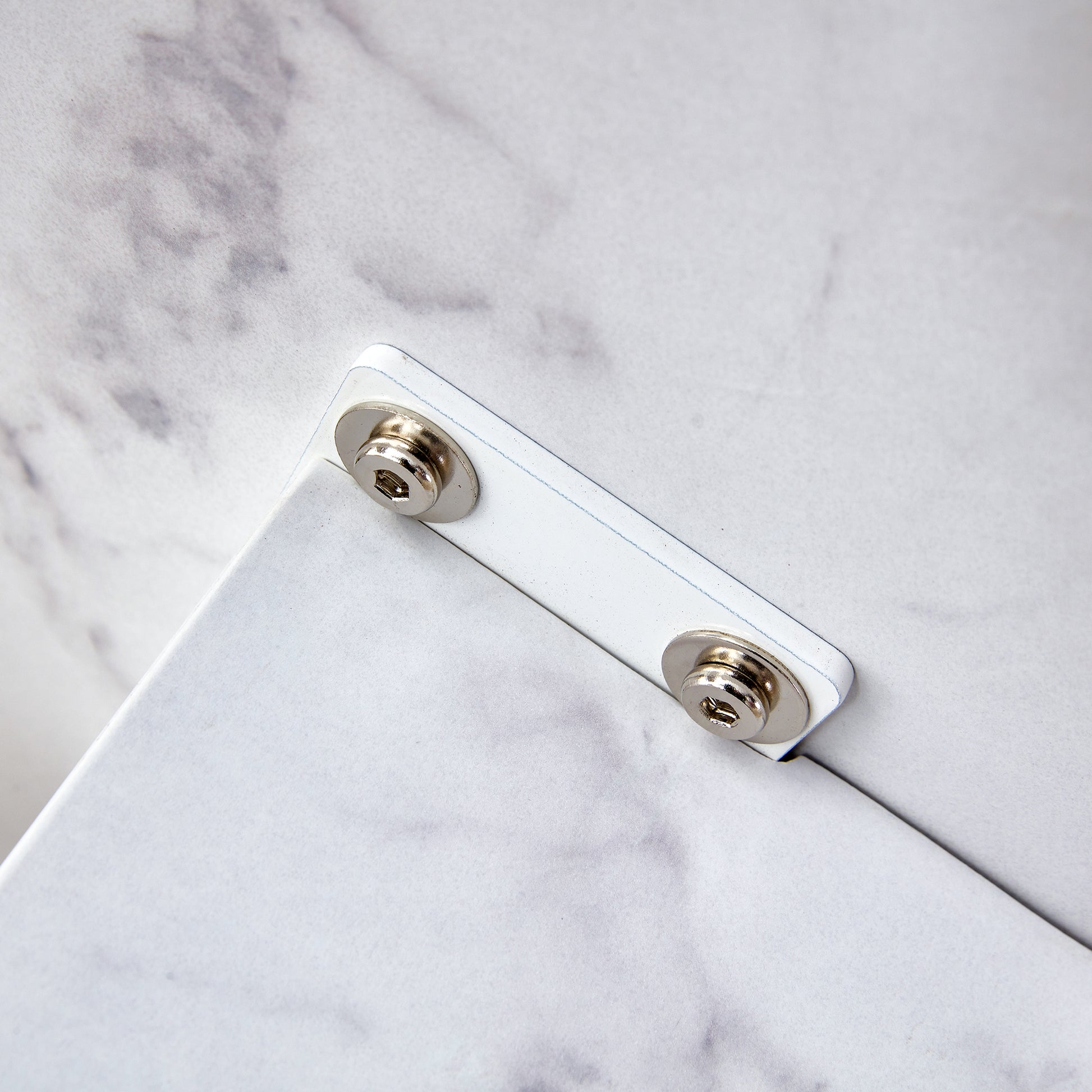 A Modern, Fashionable, And Durable Marble Textured Mdf Coffee Table With A Side Table. Match With Multiple Scenes. Suitable For Living Room And Bedroom. White Mdf Glass