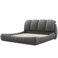 King Size Luxury Upholstered Bed With Thick Headboard, Velvet King Bed With Oversized Padded Backrest, Gray Expect Arrive Date 2024 3 15 King Gray Velvet