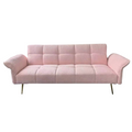 70 Inch Teddy Fleece Sofabed, Convertible Futon Sofabed With Adjustable Arms And Backrest, Modernsofa For Living Room And Bedroom. Pink Light Brown Velvet Wood Primary Living Space Medium Soft Loose Back Contemporary Eucalyptus Foam Foam 2 Seat