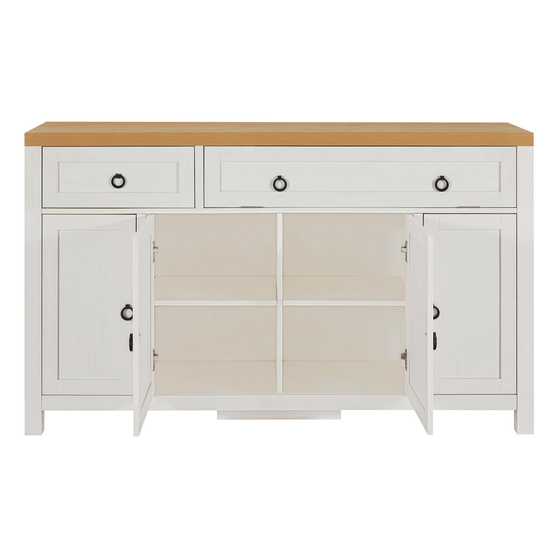 Retro Style Large Storage Space Sideboard With Flip Door And 1 Drawer, 4 Height Adjustable Cabinets, Suitable For Kitchen, Dining Room, Living Room Brown Antique White Brown Antique White Particle Board