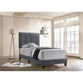 Grey Tufted Twin Panel Bed Box Spring Required Twin Grey Wood Bedroom Transitional Panel Foam Upholstered