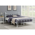 Matte White Slatted Queen Platform Bed Box Spring Not Required Queen White Metal Bedroom Transitional Bed Frame Metal