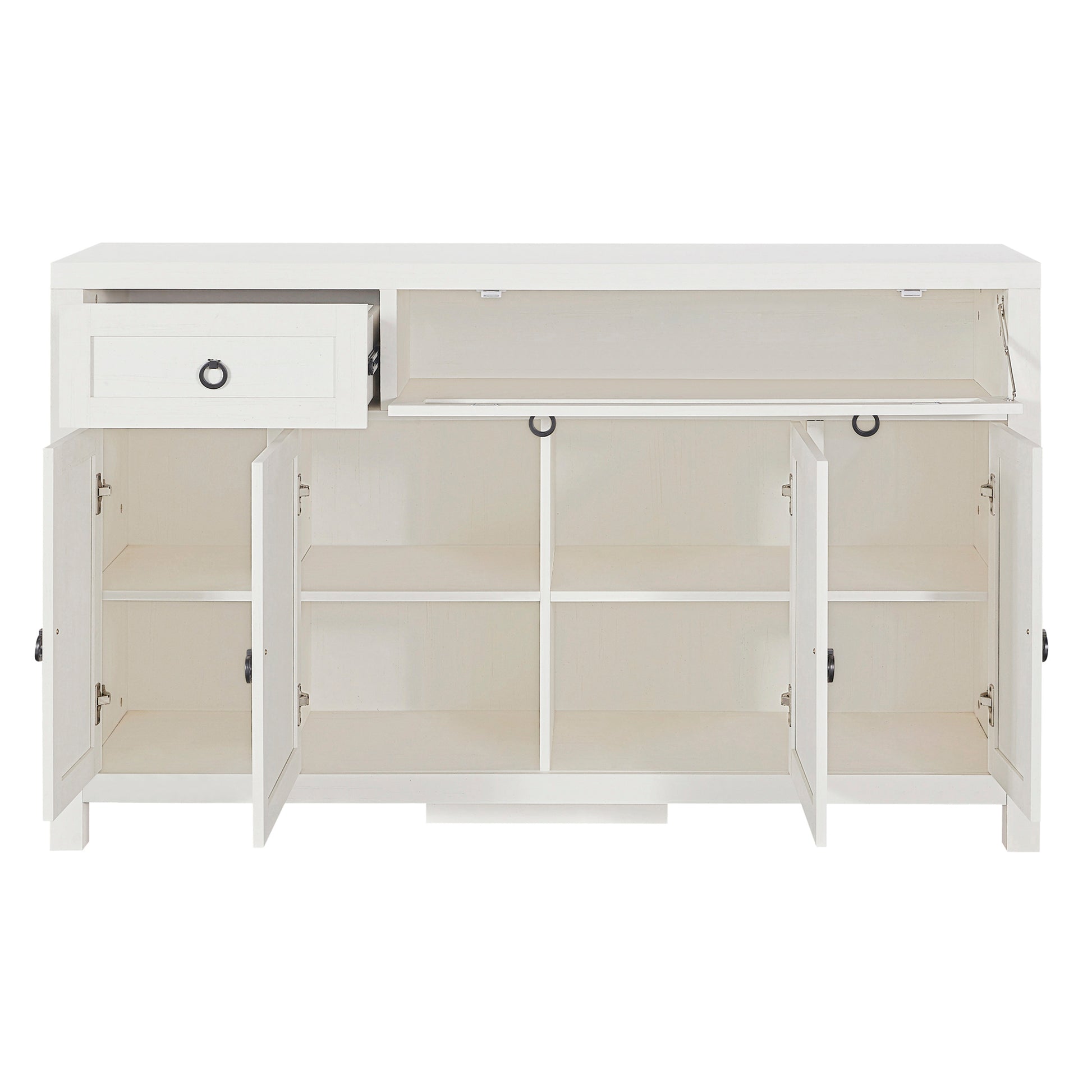 Retro Style Large Storage Space Sideboard With Flip Door And 1 Drawer, 4 Height Adjustable Cabinets, Suitable For Kitchen, Dining Room, Living Room Antique White Antique White Particle Board