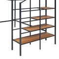 Twin Size Metal Loft Bed With Upper Grid Storage Shelf And Lateral Storage Ladder, Black Black Mdf Metal