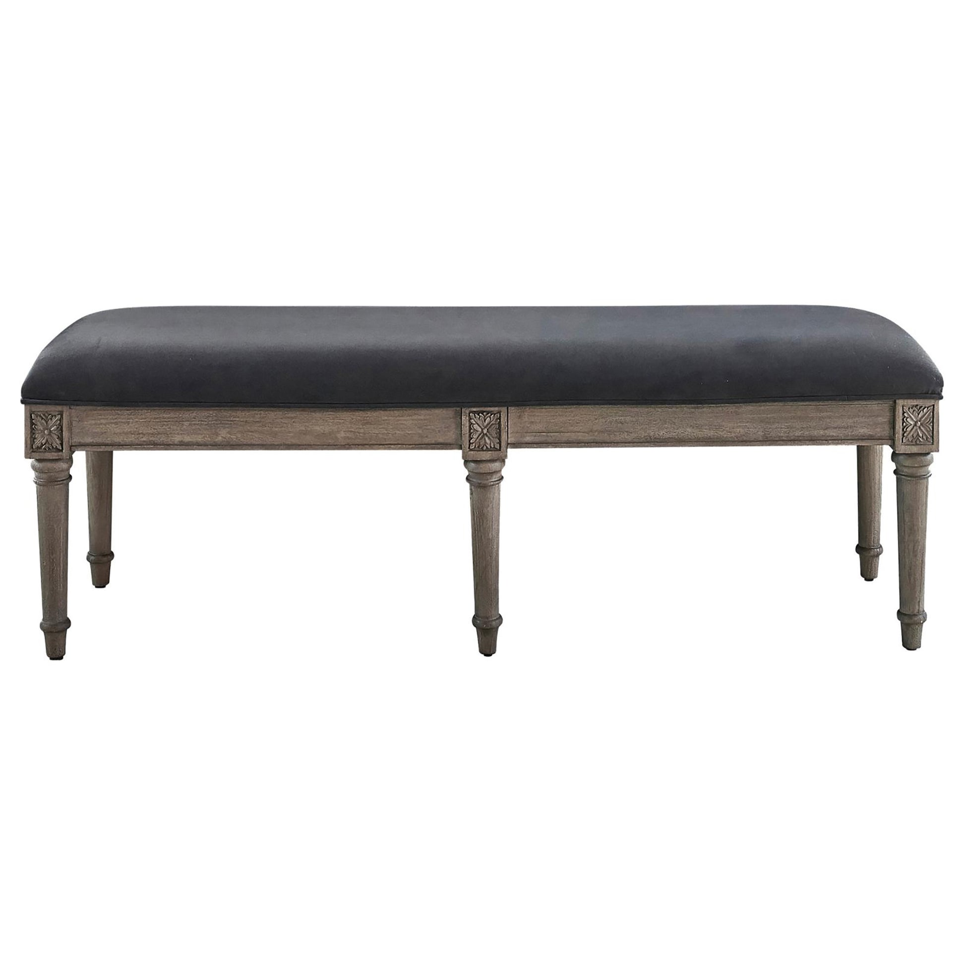 Chacoal Grey Upholstered Bench Brown Gray Primary Living Space Wipe Clean Rectangular Transitional Mahogany Wood