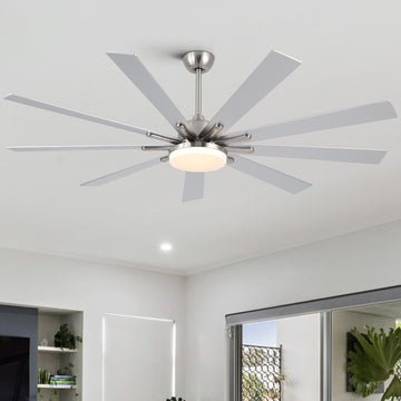 72 In Integrated Led Brushed Nickel Smart Ceiling Fan With Remote Control Brushed Nickel Plywood Metal