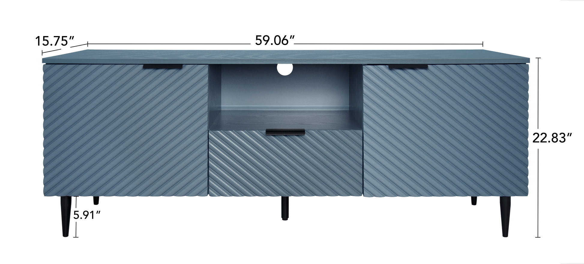 Tv Stand With Solid Ion Feet, Tv Console Table For Living Room, Bedroom Blue Particle Board