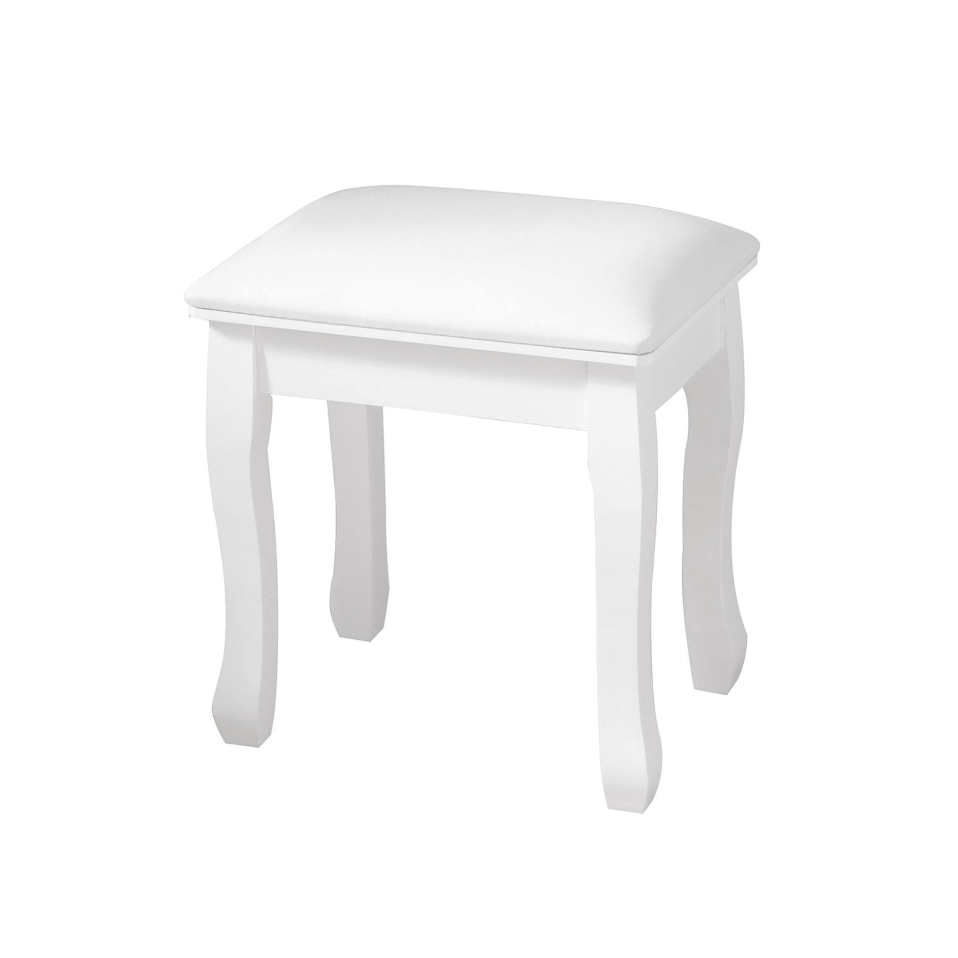 Solid Wood Square Stool White White Wood
