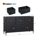 Drawer Dresser Cabinet ,All Dresser With 5 Pu Leather Front Drawers, Storage Tower With Fabric Bins, Double Dresser, Chest Of Drawers For Closet, Living Room, Hallway, Children'S Room, Color:Black 5 Or More Drawers Black Primary Living Space Drawers