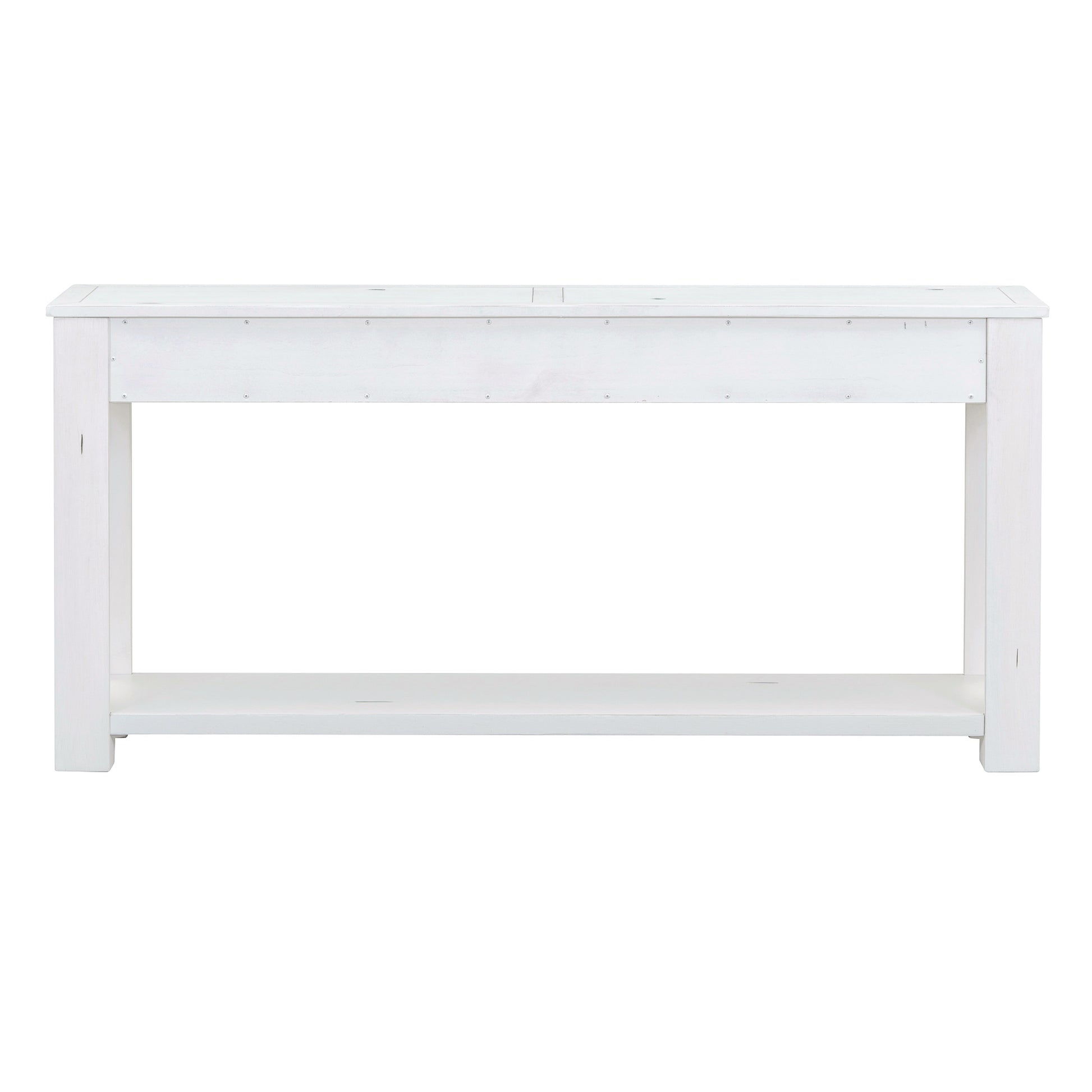 Console Table Sofa Table With Storage Drawers And Bottom Shelf For Entryway Hallway Antique White Antique White Solid Wood