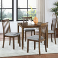 5 Piece Modern Dining Set, Square Wooden Dining Table With 4 Upholstered Chairs For Kitchen, Dining Room, Walnut Wood Walnut Seats 4 Wood Dining Room Acacia 4 Leg Square Dining Table With Chair Acacia Wood