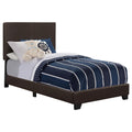 Brown Twin Panel Bed Box Spring Required Twin Brown Wood Bedroom Transitional Panel Foam Faux Leather Upholstered