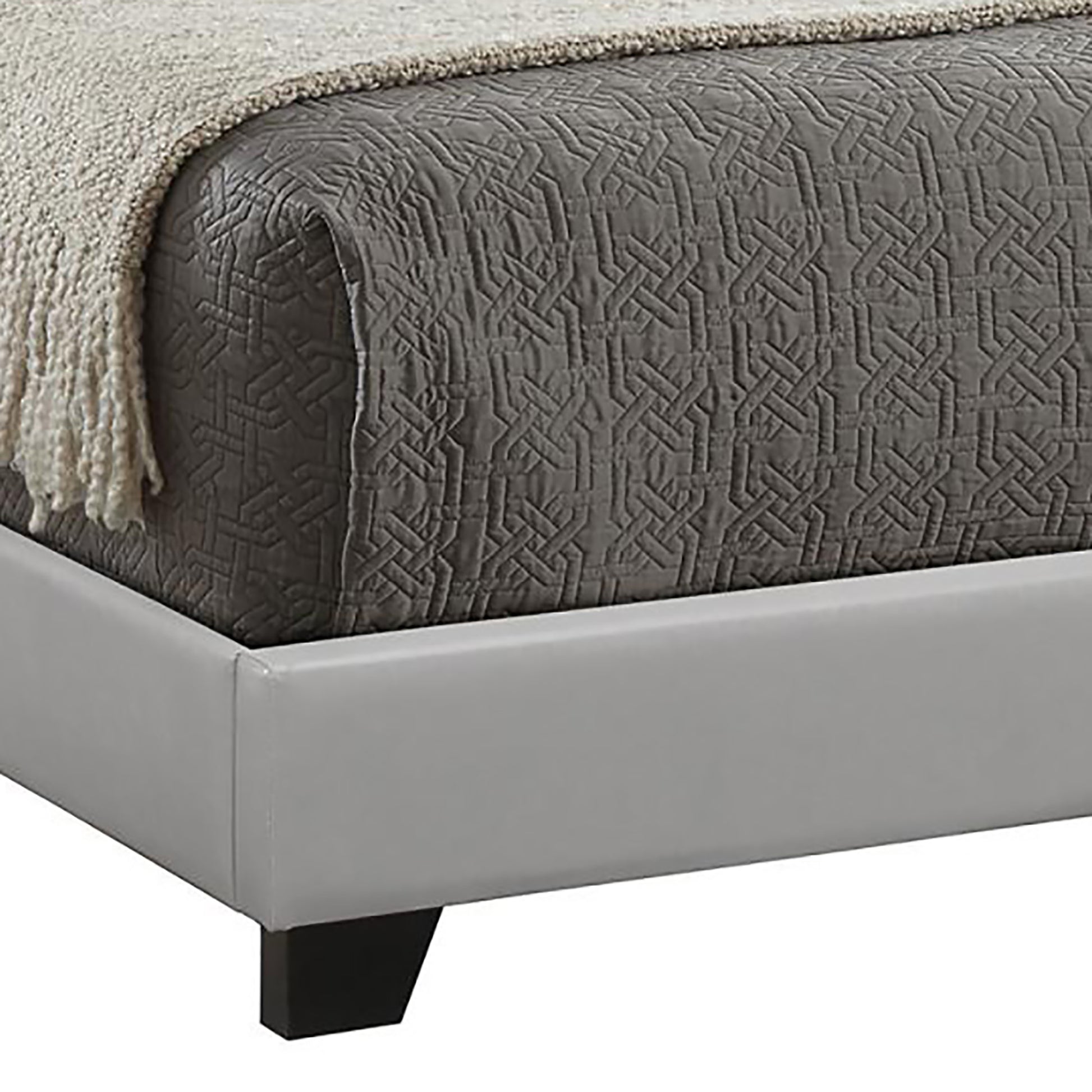 Grey Full Panel Bed Box Spring Required Full Grey Wood Bedroom Transitional Kids Foam Faux Leather Upholstered