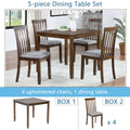 5 Piece Modern Dining Set, Square Wooden Dining Table With 4 Upholstered Chairs For Kitchen, Dining Room, Walnut Wood Walnut Seats 4 Wood Dining Room Acacia 4 Leg Square Dining Table With Chair Acacia Wood