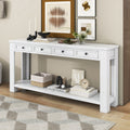 Console Table Sofa Table With Storage Drawers And Bottom Shelf For Entryway Hallway Antique White Antique White Solid Wood