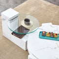 A Modern, Fashionable, And Durable Marble Textured Mdf Coffee Table With A Side Table. Match With Multiple Scenes. Suitable For Living Room And Bedroom. White Mdf Glass