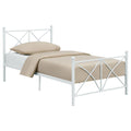 White Full Platform Bed Box Spring Not Required Full White Metal Bedroom Contemporary,Modern Open Frame Metal