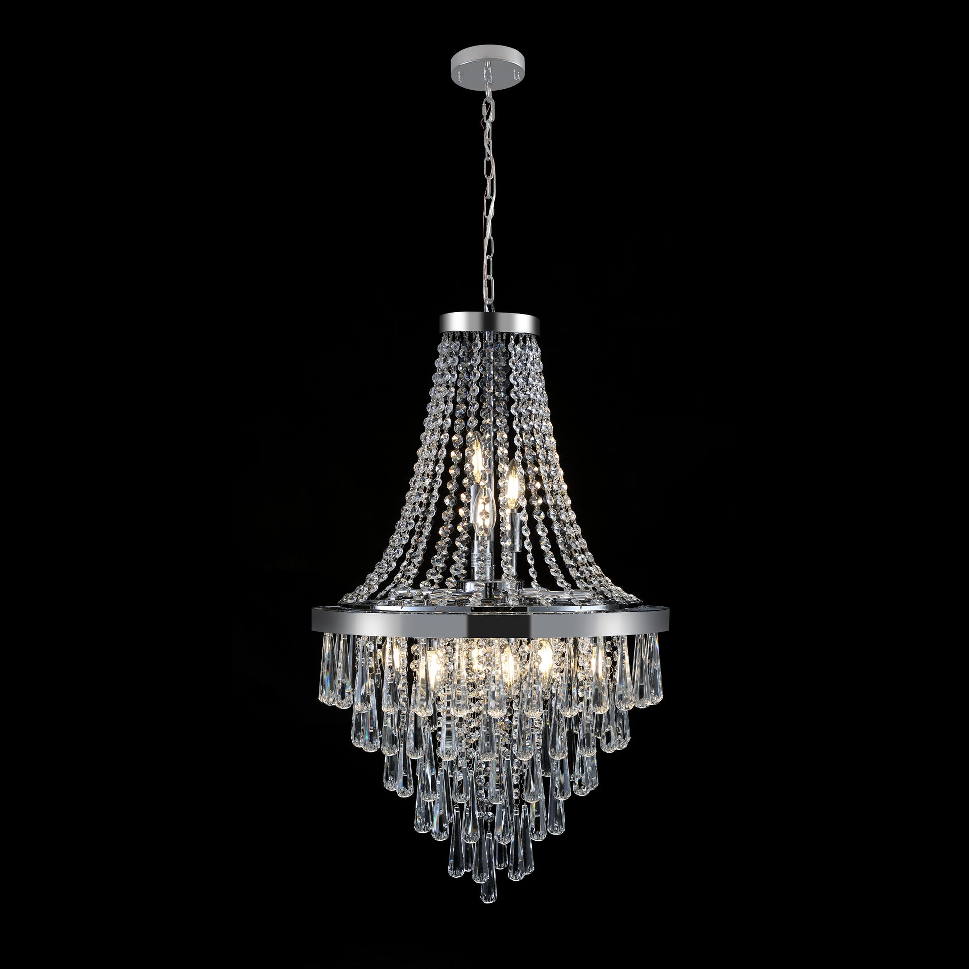 Chromium Color Crystal Chandeliers,Large Contemporary Luxury Ceiling Lighting Chrome Luxury Iron