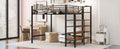 Full Size Metal Loft Bed With Upper Grid Storage Shelf And Lateral Storage Ladder, Black Black Mdf Metal