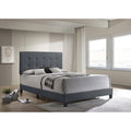 Grey Tufted Full Panel Bed Box Spring Required Full Grey Wood Bedroom Transitional Panel Foam Upholstered