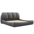 King Size Luxury Upholstered Bed With Thick Headboard, Velvet King Bed With Oversized Padded Backrest, Gray Expect Arrive Date 2024 3 15 King Gray Velvet