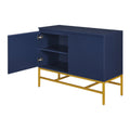 Minimalist & Luxury Cabinet Two Door Sideboard With Gold Metal Legs For Living Room, Dining Room Navy Navy Particle Board