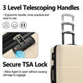 Hardshell Luggage Sets 3 Piece Double Spinner 8 Wheels Suitcase With Tsa Lock Lightweight 20''24''28'' White Abs