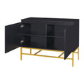 Minimalist & Luxury Cabinet Two Door Sideboard With Gold Metal Legs For Living Room, Dining Room Black Black Particle Board