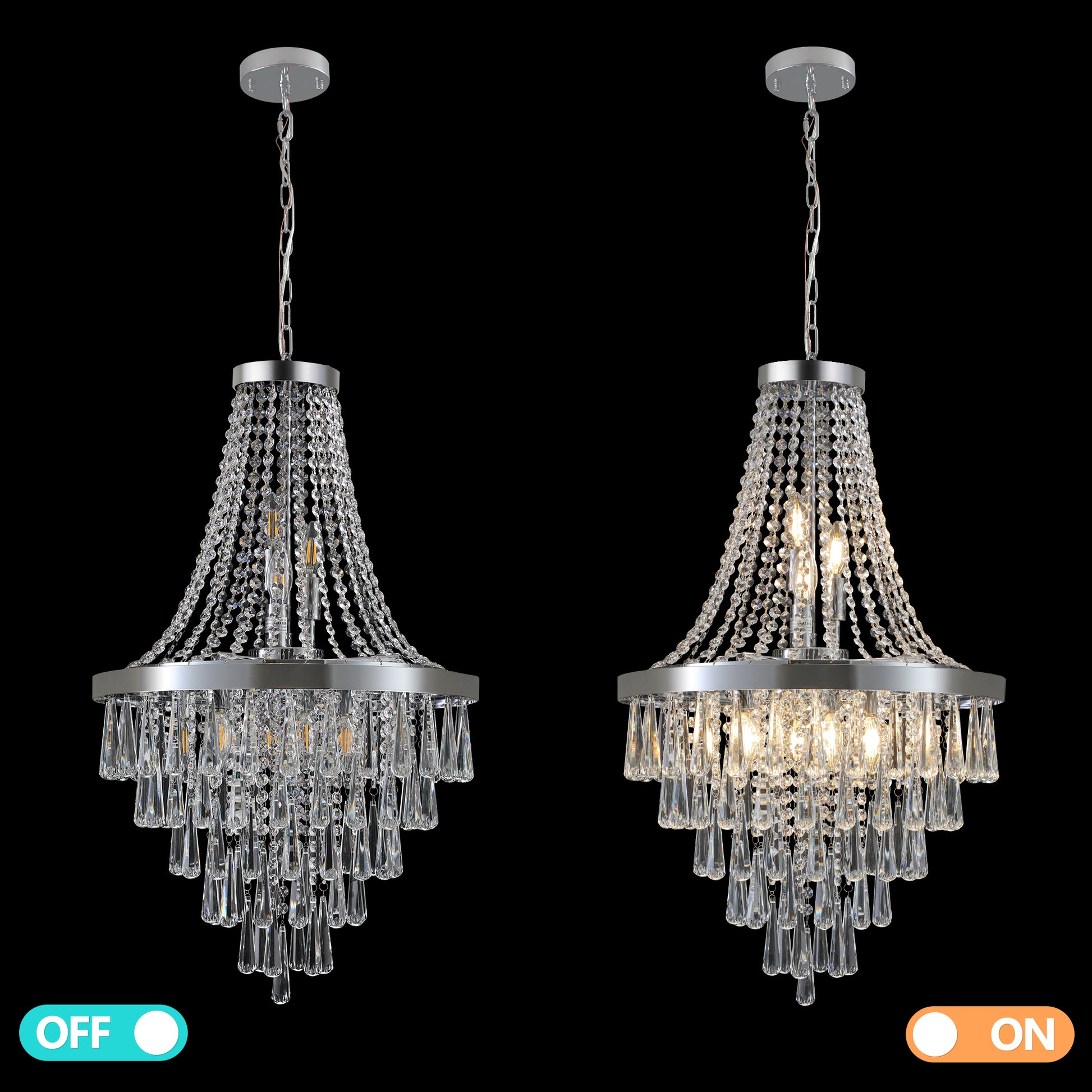 Chromium Color Crystal Chandeliers,Large Contemporary Luxury Ceiling Lighting Chrome Luxury Iron